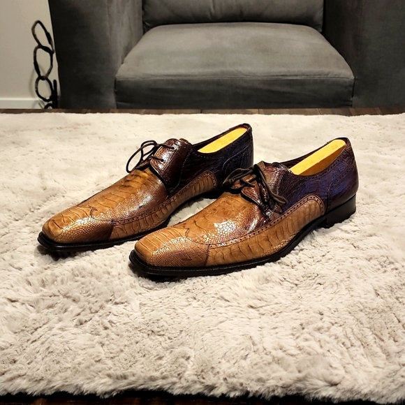 Men's Mezlan Two Tone Brown&Tan Ostrich (Excellent Condition) Size 12 - Picture 2 of 4